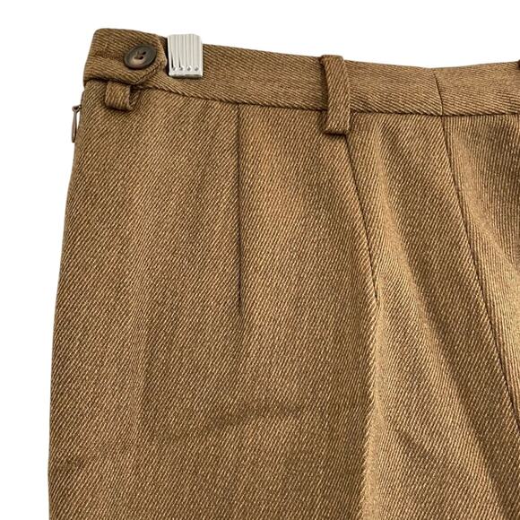 Vintage 1980s David Saddler High Waisted Trouser Pants Tan Fine Tasmanian Wool - Picture 3 of 10